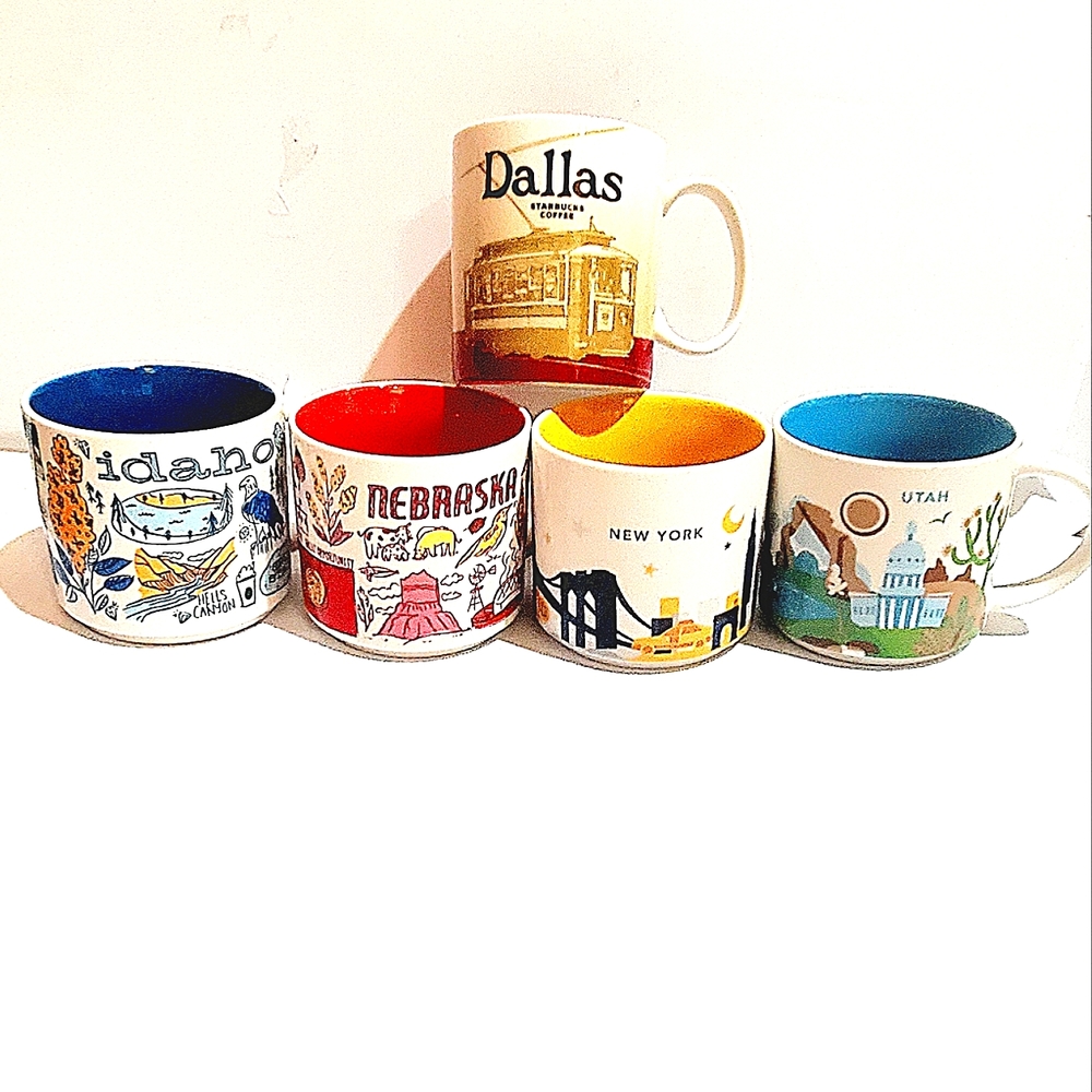 STARBUCKS LOT OF 5 STATE & CITY MUGS. YOU ARE HERE & BEEN THERE SERIES COLLECTIO